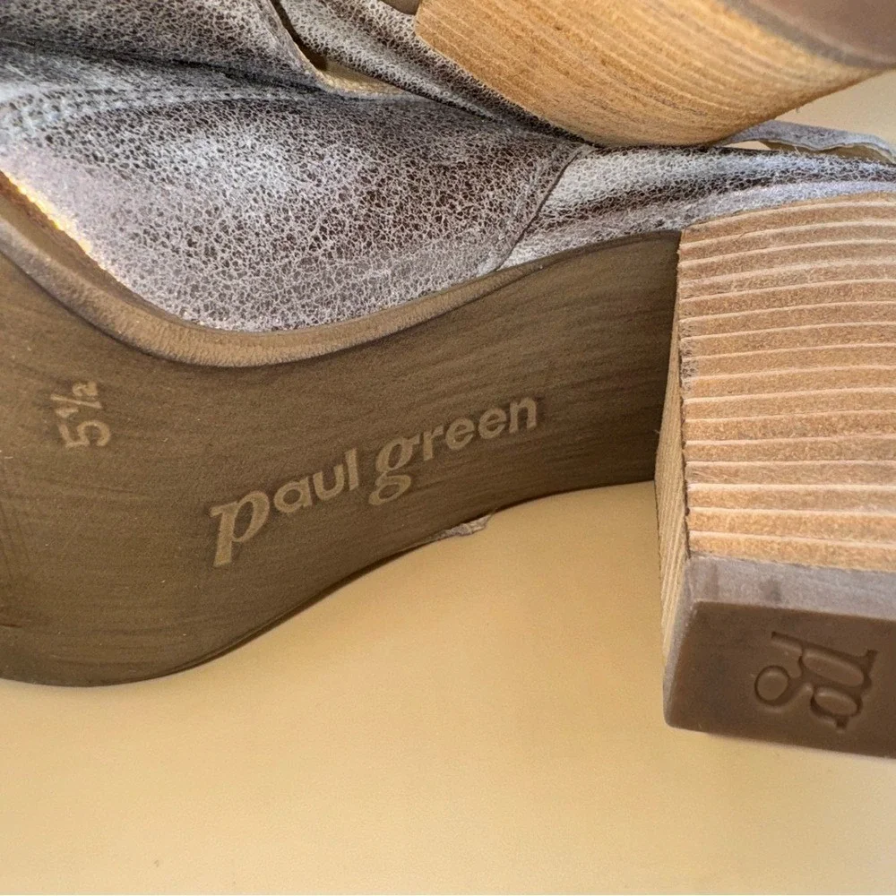 Paul Green‎ Cayanne Brushed Silver Metallic Peep-toe heels, Women's 5.5, EUC